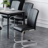 Set of 2 Faux Leather Black Upholstered Side Kitchen and Dining Room Dinner Chair - Black