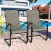 Outdoor Spring Motion Dining Bistro Chairs with Textilene Steel Frame Set of 2 - Classic Black