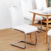 Set of 2 White Dining Chair Faux Leather Upholstered Side Kitchen and Dining Room Chair - White