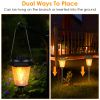 2Pcs Solar Flame Torch Light IP65 Waterproof Flickering Flame Stake Lamp - Black