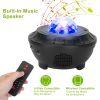 Star Projector Lamp RGBW Wireless Music Speaker Night Light USB Ocean Wave Projector Lamp - Black