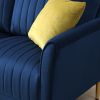 Velvet Accent Chair Round Arm Chair with Gold Legs; Upholstered Single Sofa for Living Room Bedroom; Navy Blue with 1 Throw Pillow - as pic