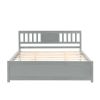 Modern design Wood Platform Queen Bed Frame with Headboard for Gray color - as pic