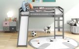 Loft Bed with Slide; Multifunctional Design; Full (Gray)(OLD SKU :WF281157AAE) - as pic