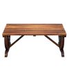 2-Person Rustic Garden Bench; Outdoor Wagon Wheel Porch Bench for Backyard Patio Garden; Brown - as picture