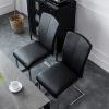 Set of 2 Faux Leather Black Upholstered Side Kitchen and Dining Room Dinner Chair - Black