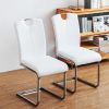 Set of 2 White Dining Chair Faux Leather Upholstered Side Kitchen and Dining Room Chair - White