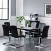 Set of 2 Faux Leather Black Upholstered Side Kitchen and Dining Room Dinner Chair - Black