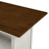 Farmhouse Counter Height Dining Table, Wooden Kitchen Table with Storage Cabinet and Shelves for Small Places - Walnut