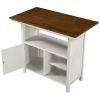 Farmhouse Counter Height Dining Table, Wooden Kitchen Table with Storage Cabinet and Shelves for Small Places - Walnut