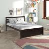 Full Size Wood Platform Bed Frame with Headboard for espresso color - as pic