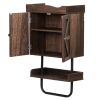 Rustic Bathroom Wall Cabinet;  Medicine Cabinet with Adjustable Shelf;  Open Shelf and Towel Bar - brown