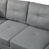 Three  Piece  sofa  with  Three -seat sofa, one  Left  chaise lounge, one storage ottoman, seven back cushions two throw pillows (GRAY) - GRAY