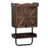 Rustic Bathroom Wall Cabinet;  Medicine Cabinet with Adjustable Shelf;  Open Shelf and Towel Bar - brown