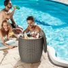 9.5 Gallon 4-in-1 Patio Rattan Cool Bar Cocktail Table Side Table XH - brown