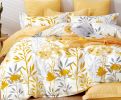 Autumn Yellow Floral 100% Cotton Reversible Comforter Set  - Queen/Full