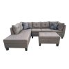 Three Piece  sofa  with  Three-seat sofa, one  Left  chaise lounge, one storage ottoman, seven back cushions two throw pillows (BROWN) - BROWN