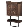 Rustic Bathroom Wall Cabinet;  Medicine Cabinet with Adjustable Shelf;  Open Shelf and Towel Bar - brown