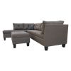 Three Piece  sofa  with  Three-seat sofa, one  Left  chaise lounge, one storage ottoman, seven back cushions two throw pillows (BROWN) - BROWN