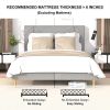 Queen Size Bed Frame; Gray Velvet Upholstered Platform Bed with Full Headboard; Mattress Foundation; Strong Wood Slat Support Bed Frames; No Box Sprin