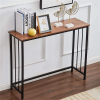 Industrial Console Table, Sofa Table for Living Room,Hallway,Entryway, Entrance Hall, Corridor - Wood Look Metal Frame 38.6 inches long x 11.8 inches