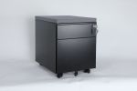 2 Drawer Mobile File Cabinet with Lock Metal Filing Cabinet for Legal/Letter/A4/F4 Size;  Fully Assembled Include Wheels;  Home/Office Design; BLACK -