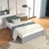 Modern design Wood Platform Queen Bed Frame with Headboard for Gray color - as pic