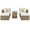 Backyard Pool Outdoor Furmiture 5-Piece Rattan Sectional Sofa Set - Beige - Rattan