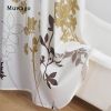 Muwago Silhouette Flower Shower Curtains Polyester Fabric Plants Brown Beige Leaves Waterproof Mildew Floral Bathroom Curtains - W78"*H78"