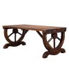 2-Person Rustic Garden Bench; Outdoor Wagon Wheel Porch Bench for Backyard Patio Garden; Brown - as picture