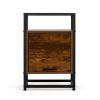 Modern Tempered Glass Nightstand;  Glass Top End Table with Metal Frame;  Concealed cabinet;  Pull-down Door for Bedroom;  Living Room;  Office - Rust