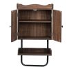 Rustic Bathroom Wall Cabinet;  Medicine Cabinet with Adjustable Shelf;  Open Shelf and Towel Bar - brown