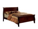 Queen Size Bed Cherry Louis Phillipe Solidwood 1pc Bed Bedroom Sleigh Bed Bedroom Furniture - as pic