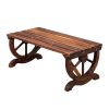 2-Person Rustic Garden Bench; Outdoor Wagon Wheel Porch Bench for Backyard Patio Garden; Brown - as picture