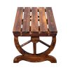 2-Person Rustic Garden Bench; Outdoor Wagon Wheel Porch Bench for Backyard Patio Garden; Brown - as picture