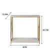 2-Tier Console Table, Gold Sofa Entry Table with Faux Marble Top and Gold Metal Frame for Home - as pic