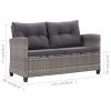 2-Seater Garden Sofa with Cushions Gray 48.8" Poly Rattan - Grey