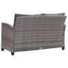 2-Seater Garden Sofa with Cushions Gray 48.8" Poly Rattan - Grey