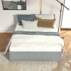 Modern design Wood Platform Queen Bed Frame with Headboard for Gray color - as pic