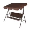 170*110*152cm With Canopy Teslin Cushion 250kg Load-Bearing Iron Swing - brown - outdoor swing