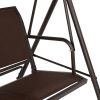 170*110*152cm With Canopy Teslin Cushion 250kg Load-Bearing Iron Swing - brown - outdoor swing